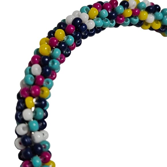 Boho Handmade Colorful Seed Beaded Hoop Earrings Retro 80s 90s Fashion Jewelry - Picture 2 of 4